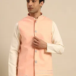 KISAH Mandarin Collar Woven Nehru Jacket-picture-18