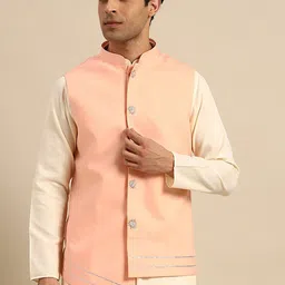 KISAH Mandarin Collar Woven Nehru Jacket-picture-46