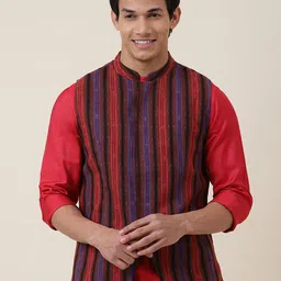 Fabindia Men Brown Printed Cotton Nehru Jacket-image-92