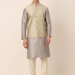 Jompers Men Grey Kurta, Churidar & Nehru Jacket-picture-30
