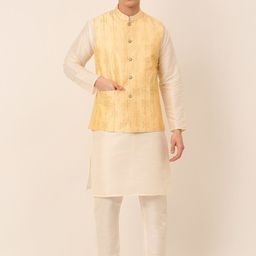 Jompers Men Gold-Toned Sequinned Kurta with Pyjamas-image-15