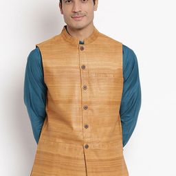 Fabindia Woven Design Silk Nehru Jacket-48