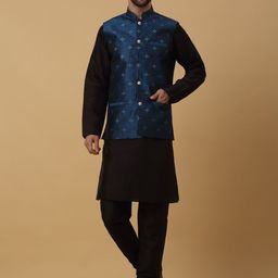 KRAFT INDIA Regular Sequinned Kurta with Churidar & Jacquard Nehru Jacket-image-79