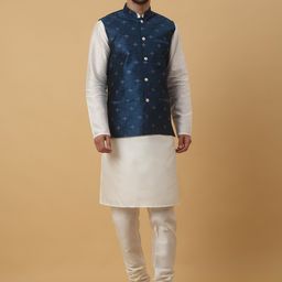 KRAFT INDIA Mandarin Collar Long Sleeves Regular Kurta With Churidar & Nehru Jacket-image-101