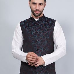Wintage Printed Woven Nehru Jacket-48