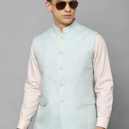Louis Philippe Woven Design Linen Nehru Jacket-23