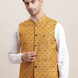 Turtle Men Printed Slim-Fit Woven Nehru Jacket-17