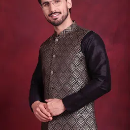 Jompers Woven Design Nehru Jacket-0