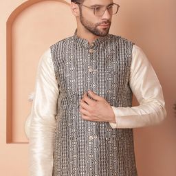 Jompers Woven-Design Nehru Jacket-8