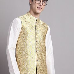 Jompers Woven Design Satin Nehru Jacket-20