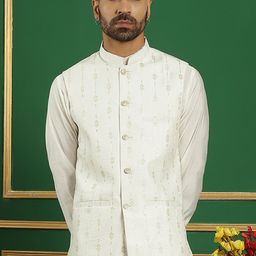 Anouk White Embroidered  Nehru Jackets-3