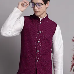 Jompers Embroidered Sequinned Nehru Jacket-23
