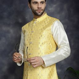 Anouk Embroidered Woven Nehru Jacket-19