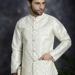 Anouk Embroidered & Sequenced Sleeveless Nehru Jackets-22