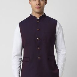 Van Heusen Printed Slim Fit Nehru Jacket-15