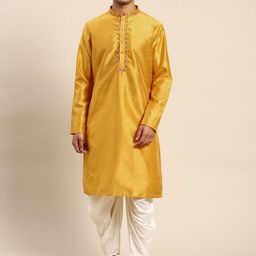 KISAH Men Embroidered Kurta with Dhoti Pants-image-39