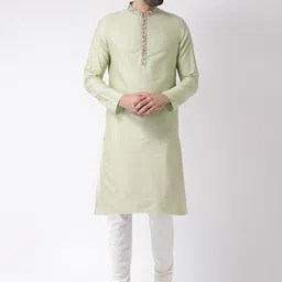 KISAH Men Green Solid Kurta with Churidar-picture-58