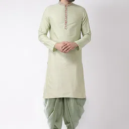 KISAH Men Green Kurta with Dhoti Pants-image-45