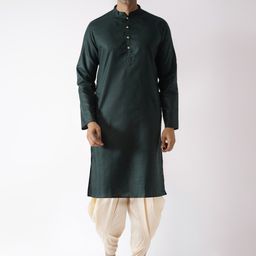 KISAH Men Green Kurta with Dhoti Pants-picture-54