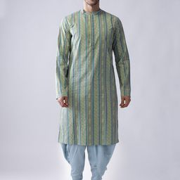 KISAH Men Green Tribal Printed Kurta with Dhoti Pants-picture-28