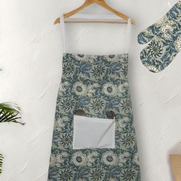 Texstylers Grey & Green 2 Pieces Floral Printed Cotton Apron With Glove-7
