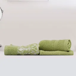 LUSH & BEYOND  Green & White 3Pcs 500 GSM Towel Set-picture-24