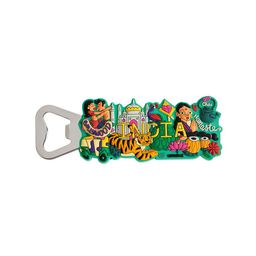 Chumbak Green & Yellow Classics India Bottle Opener Magnet-55