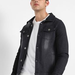 Campus Sutra Washed Windcheater Cotton Denim Jacket-21
