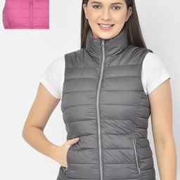 Woodland Women Grey & Pink Water Resistant Reversible Jacket-picture-35
