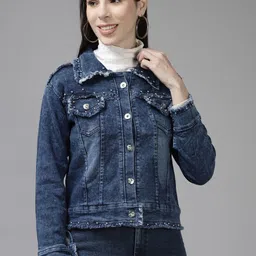 BAESD Women Washed Windcheater Denim Jacket-42