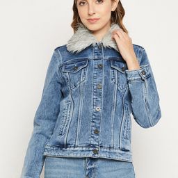 Duke Women Washed Cotton Denim Jacket-image-35