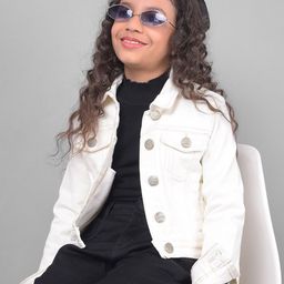 Crimsoune Club Girls Spread Collar Cotton Denim Jacket-image-9