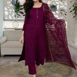 Label Shaurya Sanadhya Striped Zari Kurta with Pyjamas & Dupatta-picture-3