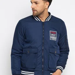 Duke Typography Printed Mock Collar Bomber Jacket-35