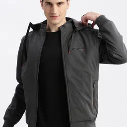 SHOWOFF Mock Collar with Detachable Hoodie Rapid-Dry Windcheater Bomber Jacket-80