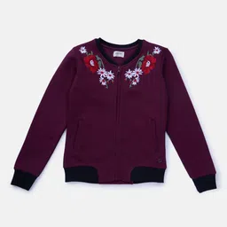 Gini and Jony Girls Floral Fleece Bomber with Embroidered Jacket-image-87