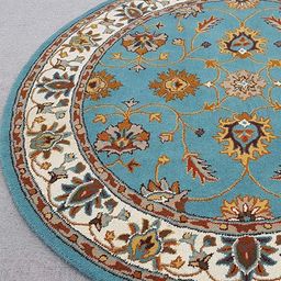 IMRA CARPET Blue & White Floral Handmade Woollen Carpet-picture-29
