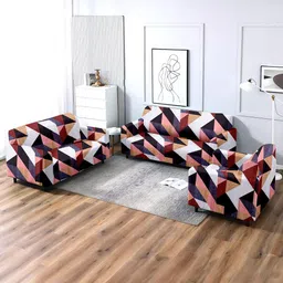 Cortina White & Pink 3 Pieces Printed One & Three Seater Skirt Sofa Covers-image-41