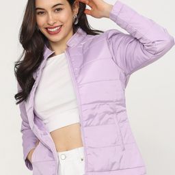 Tokyo Talkies Women Purple Floral Crop Puffer Jacket-image-37