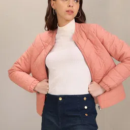 U S Polo Assn Women Peach-Coloured Crop Puffer Jacket-picture-33