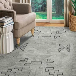 saraswatii global Grey Geometric Hand-Tufted Carpets-image-74