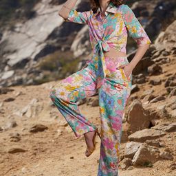 Athena Women Floral Printed Front Knot Co-Ord Set-37