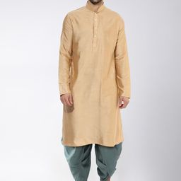 KISAH Men Beige Kurta with Dhoti Pants-picture-16