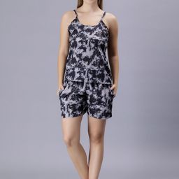 XPIOX Women Printed Shoulder Strap Satin Night Suit-image-50