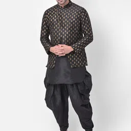 DEYANN Men Black Printed Achkan Sherwani Set-picture-15