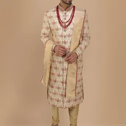 Manyavar Floral Embroidered Sherwani Set-image-10