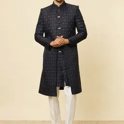 Twamev Embroidered Mandarin Collar Sherwani Set-image-72