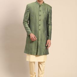 KISAH Men Self Design Kurta Sherwani Set-picture-40