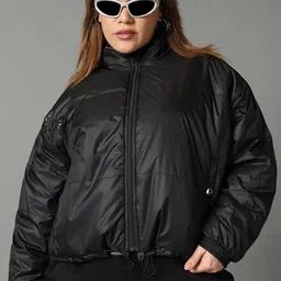 Bewakoof Plus Stand Collar Oversized Puffer Jacket-17