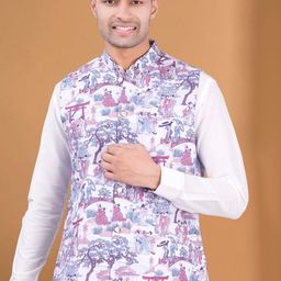 SHIWAM ETHNIX Printed Pure Cotton Nehru Jacket-image-44